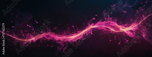 Dark abstract bokeh background, magic smoke and sparks, neon magenta.