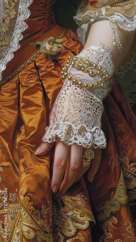 Baroque Era Elegance in Ornate Dress Detail © djmaxx24