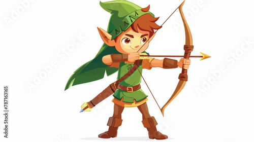 Robin hood boy with a bow and arrow Vector illustration © Megan