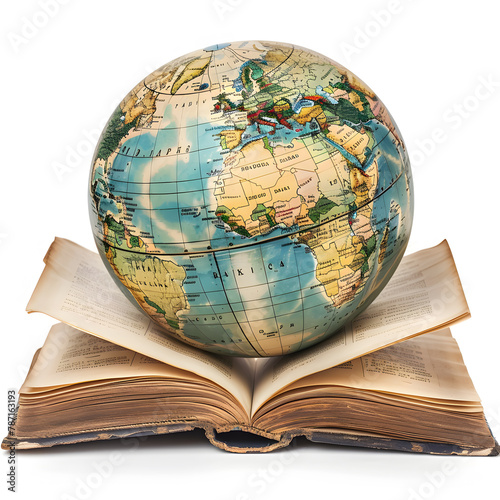 A world globe with the page of an open book floating © robiul