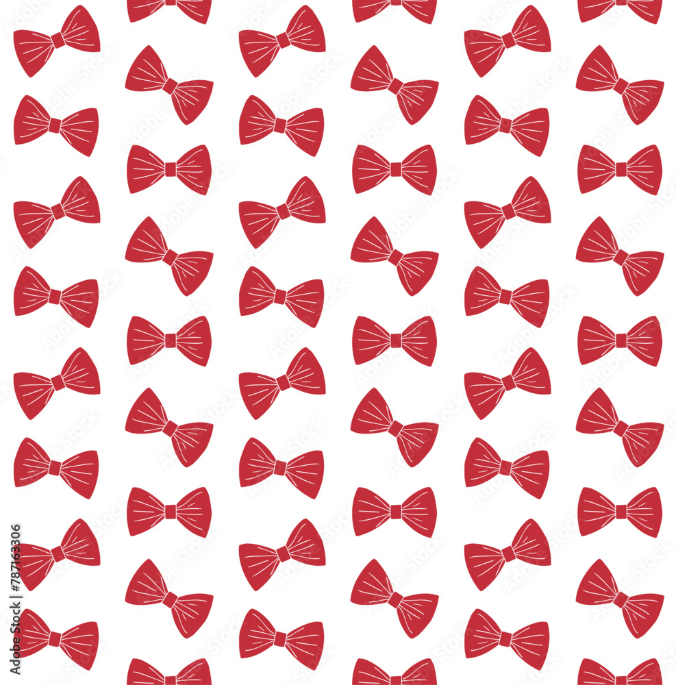 Vector seamless pattern of hand drawn doodle sketch red bow tie isolated on white background