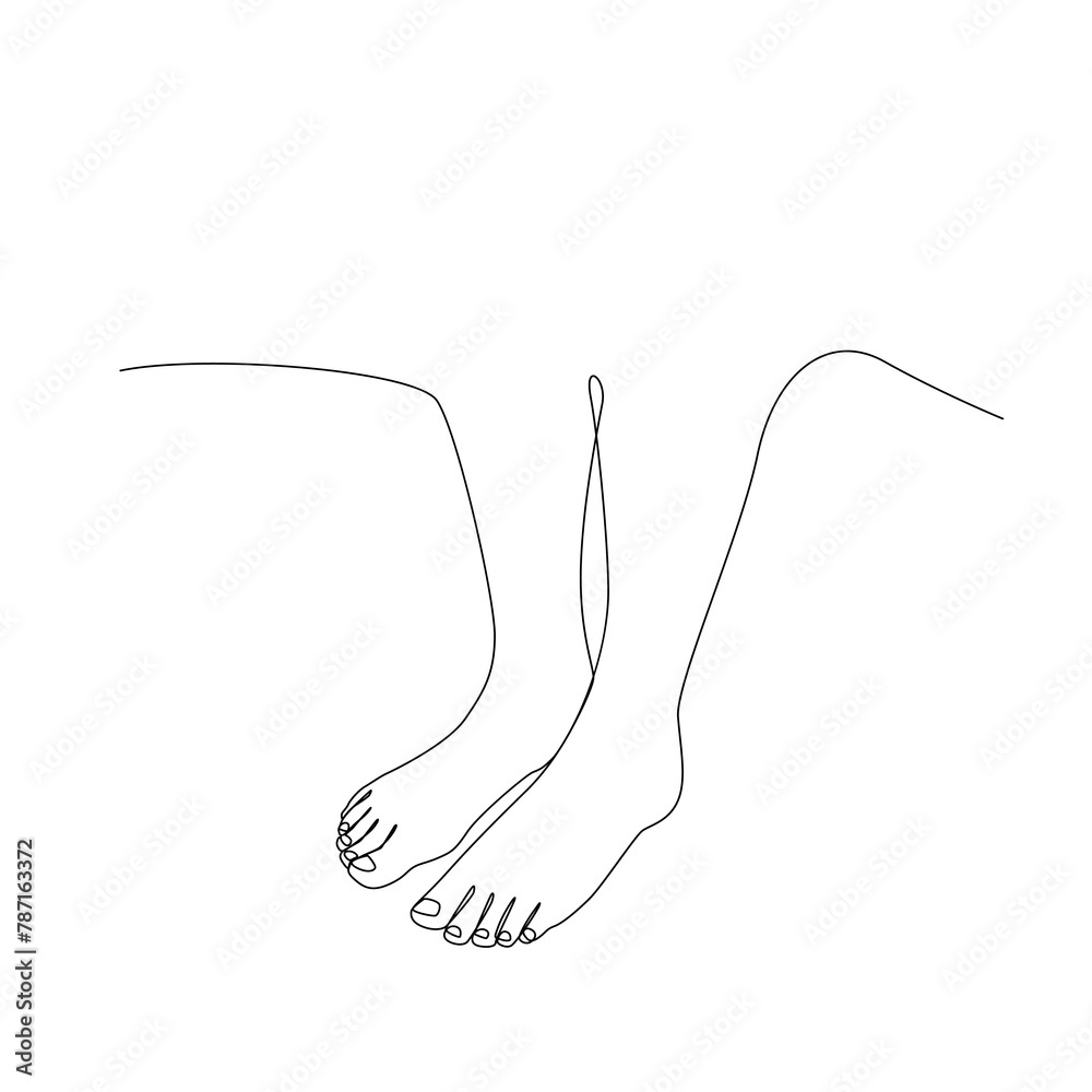 Bare Foot Continuous Thin Line, Minimalist Feet Drawing, One Line Art Barefoot, Single Outline Drawing, Legs Logo, One Line Foot Illustration