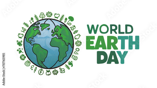 World Earth Day banner with creative text, isolated on transparent background, Generative ai