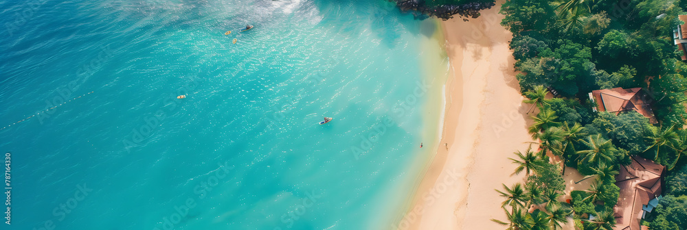 Aerial photo of summer beach and blue ocean with sky. Aerial photo of summer beach and blue ocean with sky.