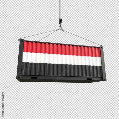 Shipping Container With Yemen Flag Transparent Background