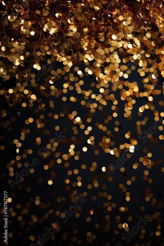 golden glitter confetti on dark background