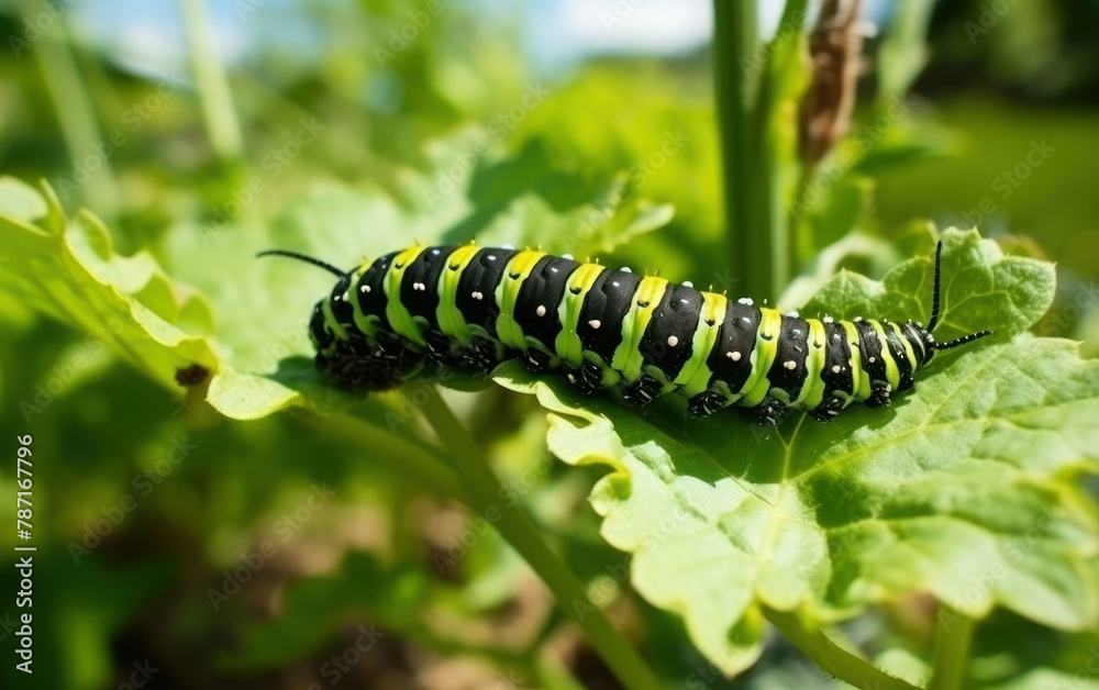 Vibrant Caterpillar on Greenery