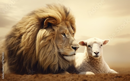 Tranquil Lion and Lamb © Muh