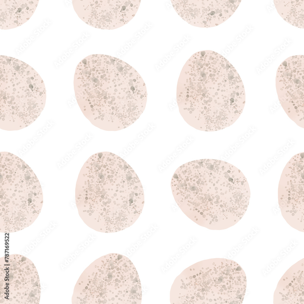 Fototapeta premium Seamless pattern with easter eggs, hand drawn illustration in watercolor style