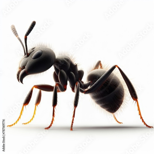 Image of isolated ant against pure white background, ideal for presentations
 photo