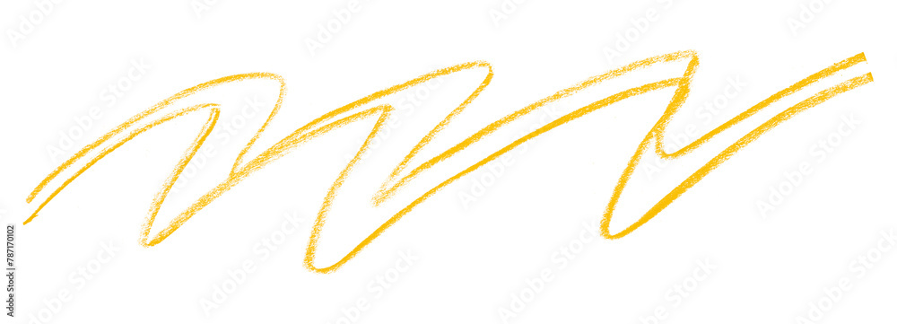 yellow pencil strokes isolated on transparent background