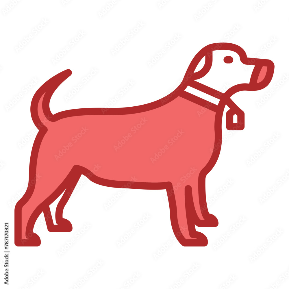 Dog red line filled icon