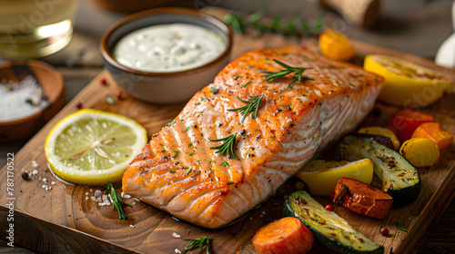 Sophisticated Culinary Experience: Golden-Crusted Salmon with Oven-roasted Veggies photo