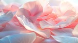 Silk petals in pastels, delicate closeup, soft light, panoramic