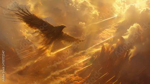 Majestic Phoenix in Fiery Sky Fantasy Art