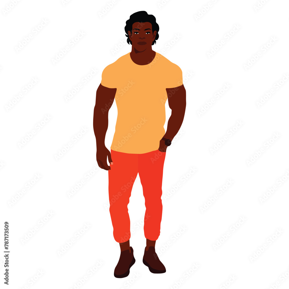 Fototapeta premium Handsome black man in elegant art style vector