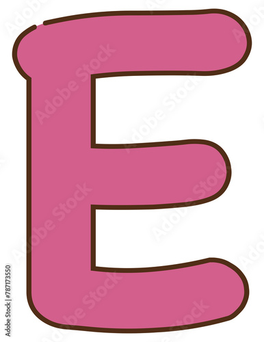 letter E in pink color with brown border 