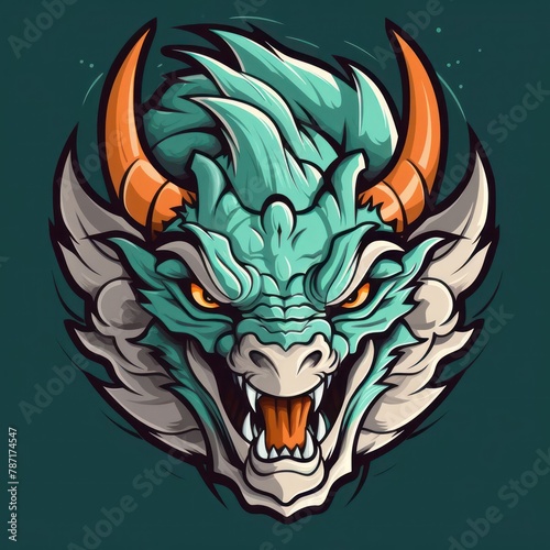 mythical chimera head simple logo solid flat color
