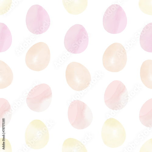 Seamless pattern with easter eggs, hand drawn illustration in watercolor style