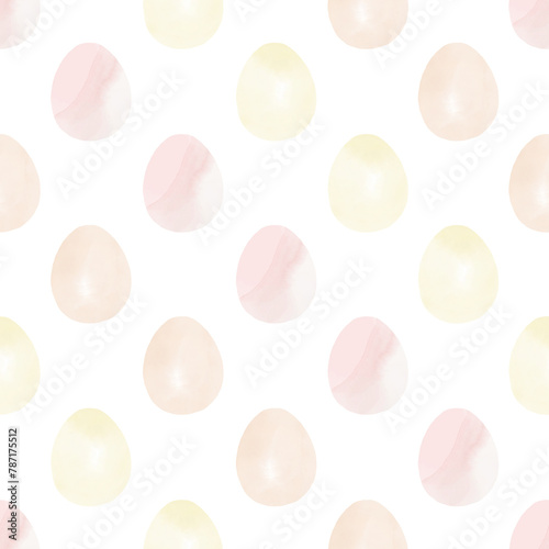 Seamless pattern with easter eggs, hand drawn illustration in watercolor style