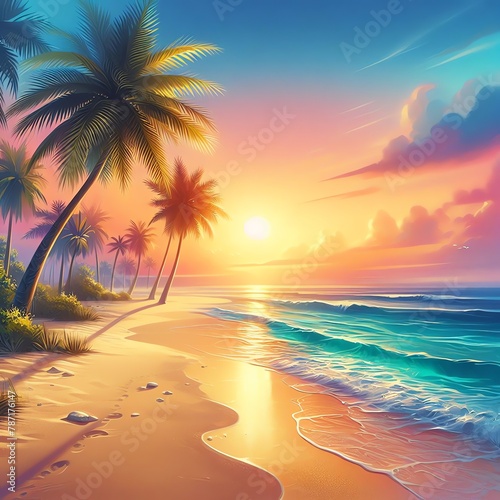 beautiful beach at sunset