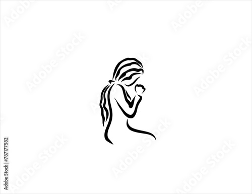 Drawing of a woman praying