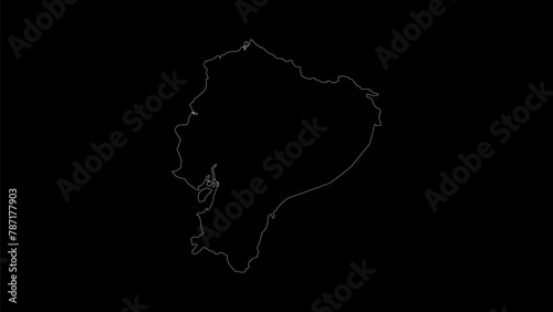 Ecuador map vector illustration. Drawing with a white line on a black background.