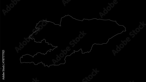 Kyrgyzstan map vector illustration. Drawing with a white line on a black background. photo