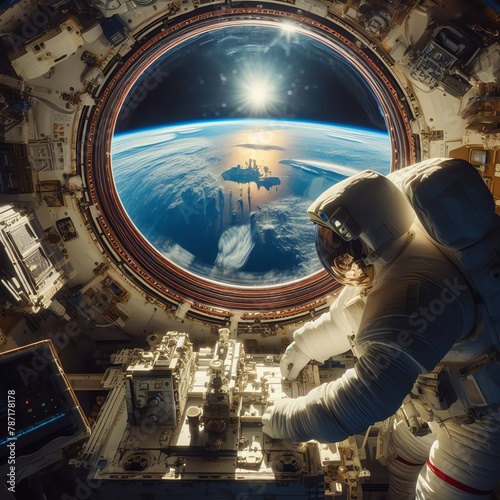 astronaut in space station