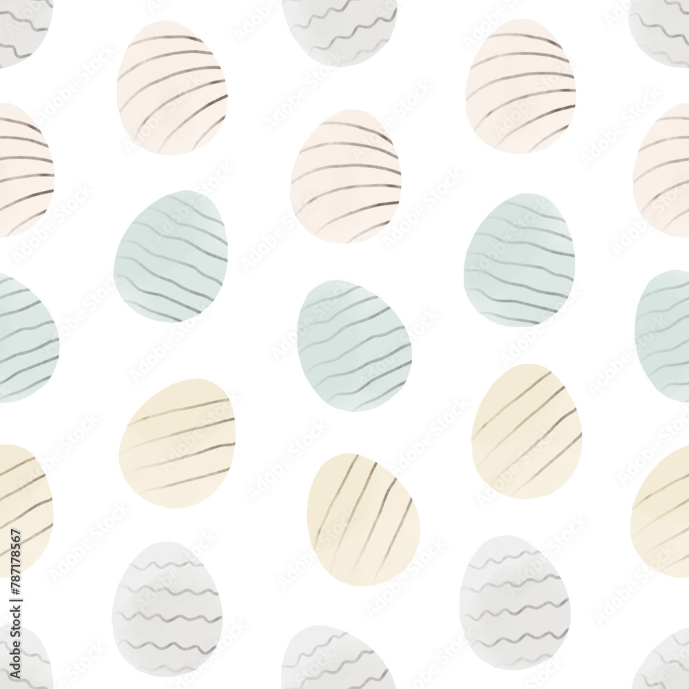 Seamless pattern with easter eggs, hand drawn illustration in watercolor style Seamless pattern with easter eggs, hand drawn illustration in watercolor style