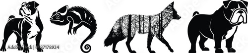 Set of wild animals, vector illustration.