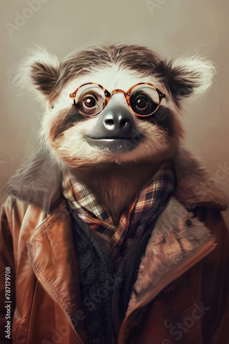 sloth in glasses. selective focus © Артур Комис