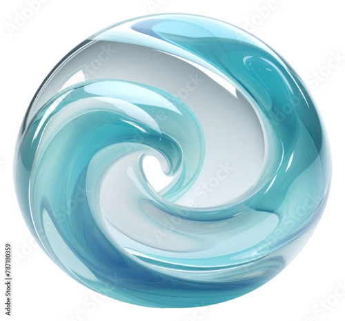 PNG Wavy shape sphere turquoise abstract