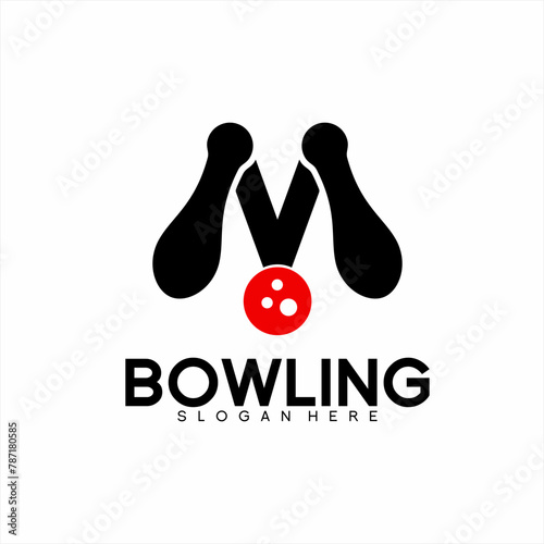 "Bowling Club" logo design with lettering concept
M and medal.