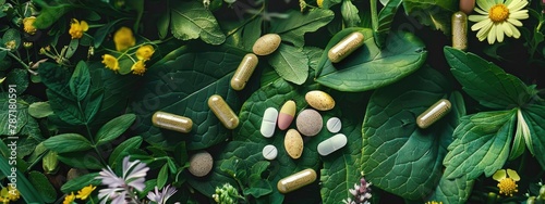 Assorted natural herbal and vitamin supplements per sheet.