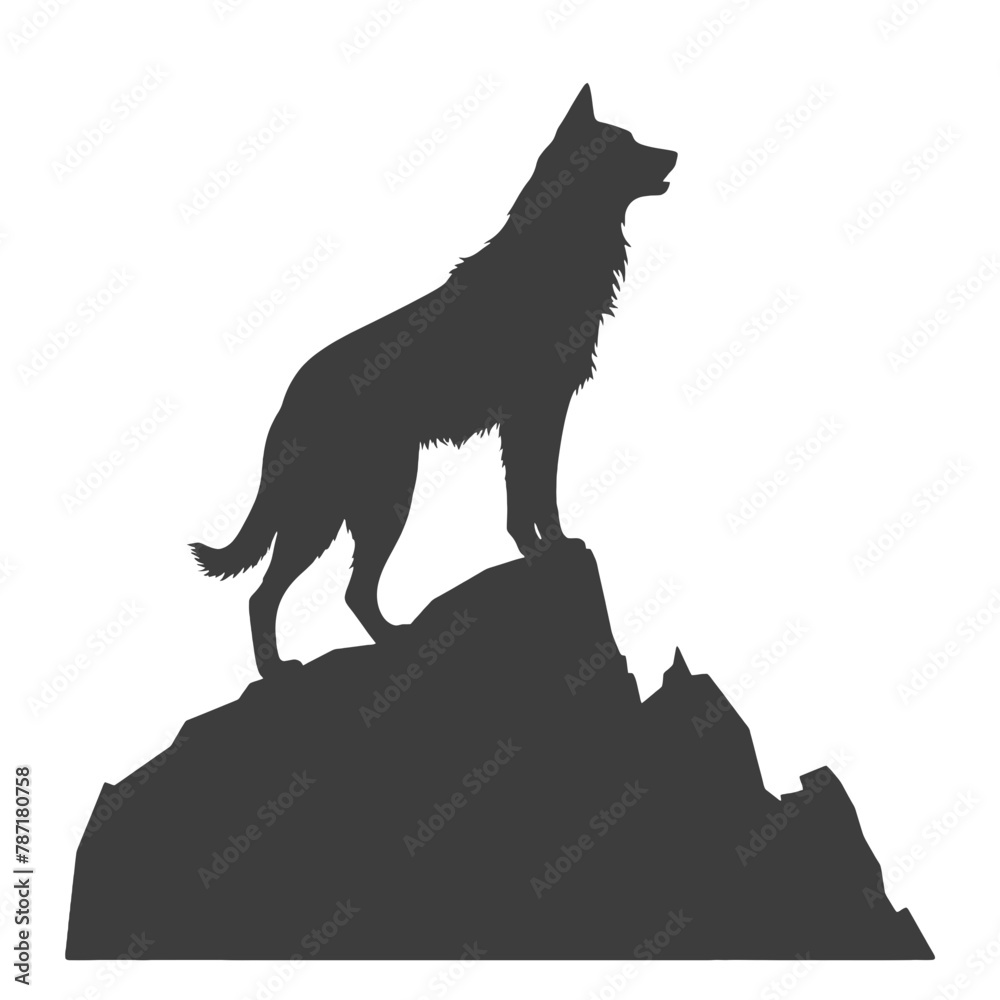 coyote,wolf on hill logo design,silhouette,element for vintage logo.conceptual illustrator vector coyote,wolf on hill logo design,silhouette,element for vintage logo.conceptual illustrator vector