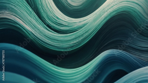 Modern soft curvy waves background illustration with emerald green, pastel green, and teal blue color.