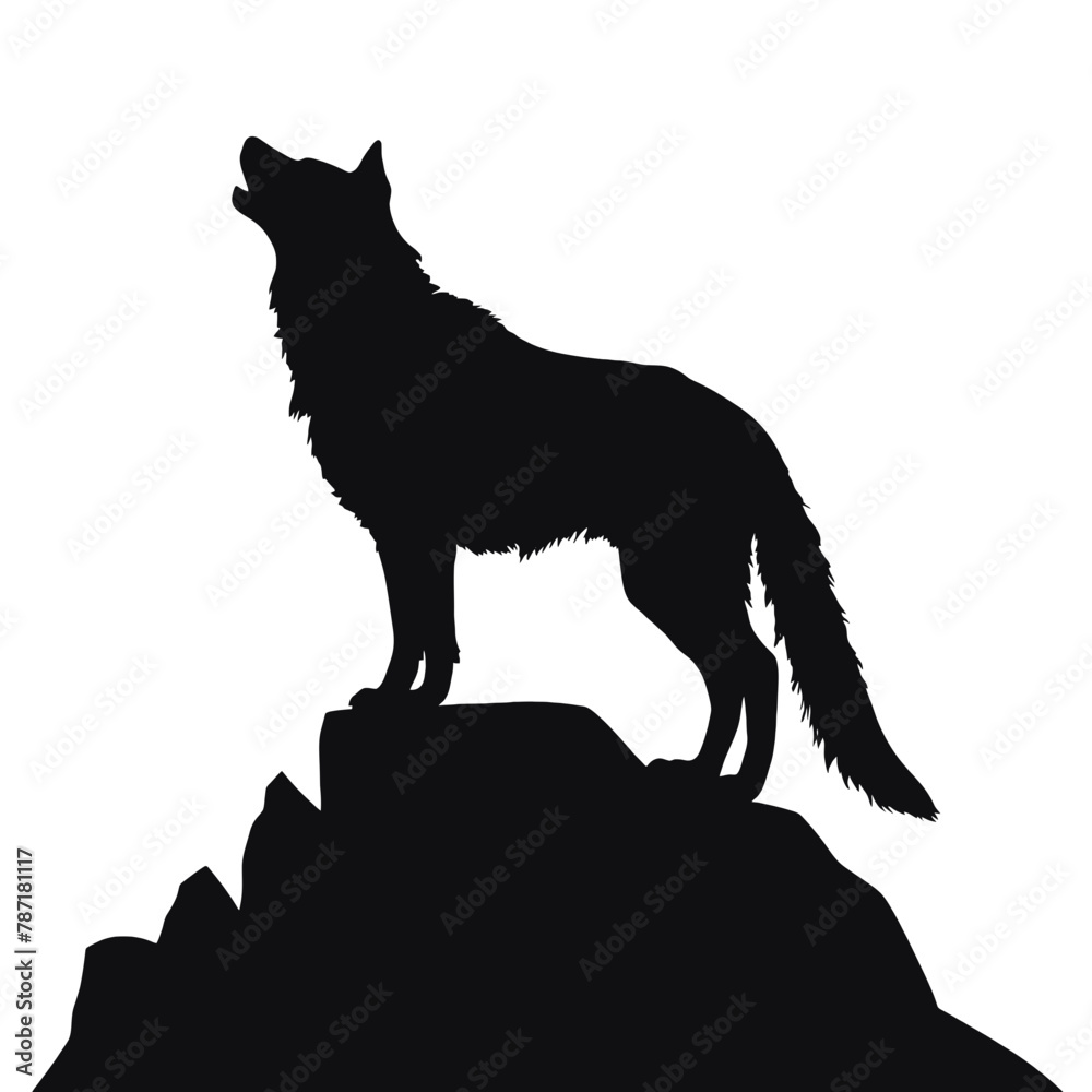 coyote,wolf on hill logo design,silhouette,element for vintage logo.conceptual illustrator vector coyote,wolf on hill logo design,silhouette,element for vintage logo.conceptual illustrator vector