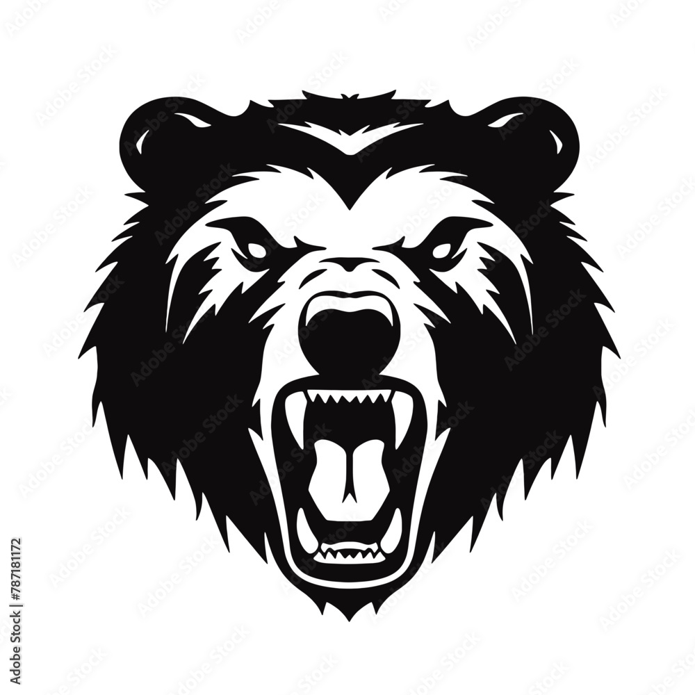Fototapeta premium Hand drawn Bear Head illustration. Vintage woodcut engraving style vector illustration. Black and white versions.