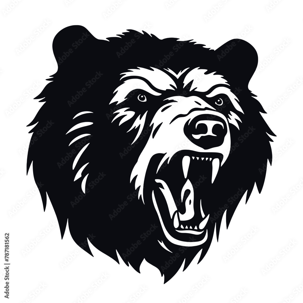 Fototapeta premium Hand drawn Bear Head illustration. Vintage woodcut engraving style vector illustration. Black and white versions.