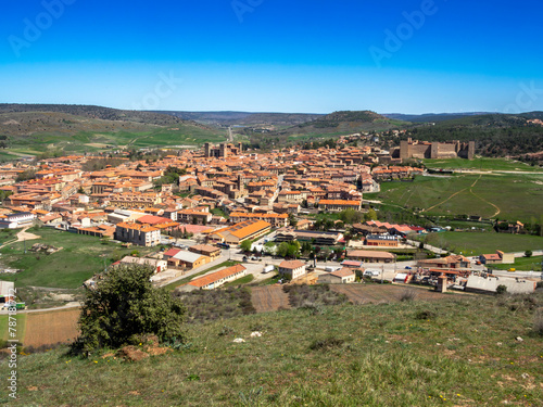 Panoramic view of the city of Sigüenza from the Cid viewpoint. Guadalajara, Castile la Mancha, Spain.