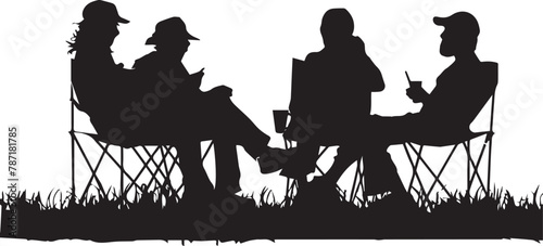 workers taking a break and enjoy it. silhouette of labors taking rest after completing work, hangout with friends. vector icon