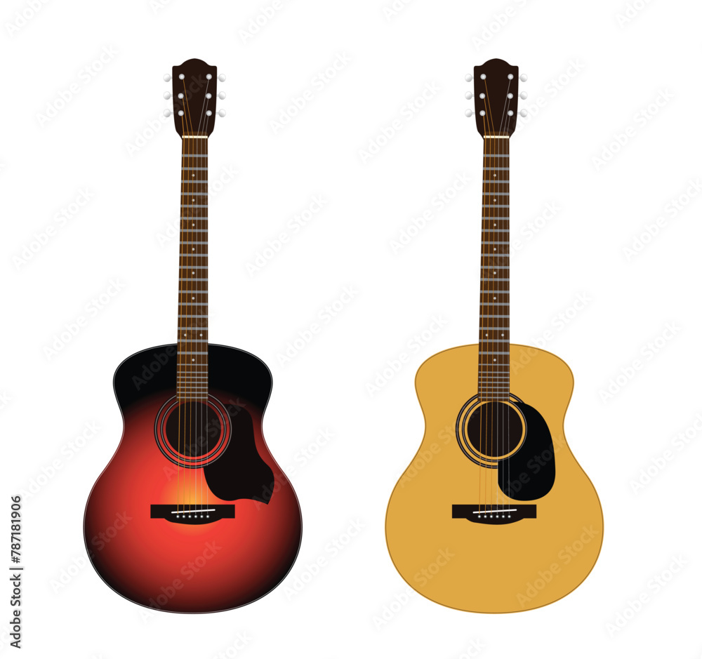 Obraz premium Acoustic guitars isolated on white background. American Guitars, Vector illustration
