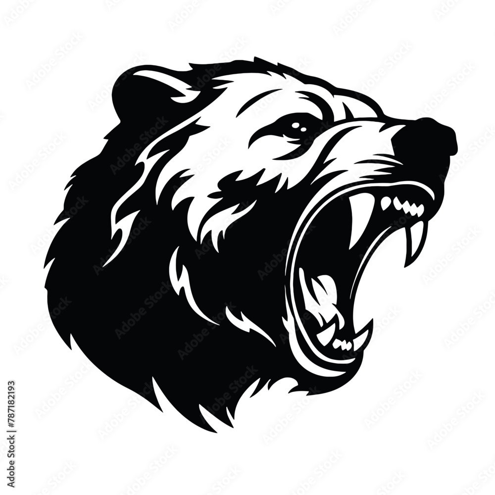 Howling bear head hand drawn logo design illustration Howling bear head hand drawn logo design illustration