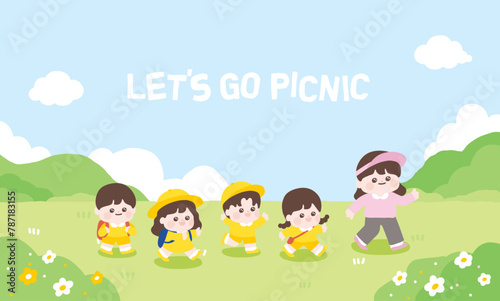 spring picnic cute illustration