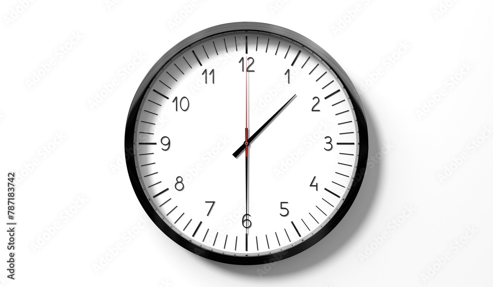 Time at half past 1 o clock - classic analog clock on white background - 3D illustration Time at half past 1 o clock - classic analog clock on white background - 3D illustration