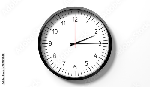 Time at quarter past 2 o clock - classic analog clock on white background - 3D illustration