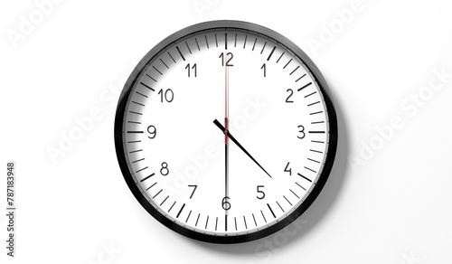 Time at half past 4 o clock - classic analog clock on white background - 3D illustration