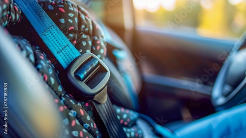 Child Safety Seat Belt in Vehicle. Generative ai