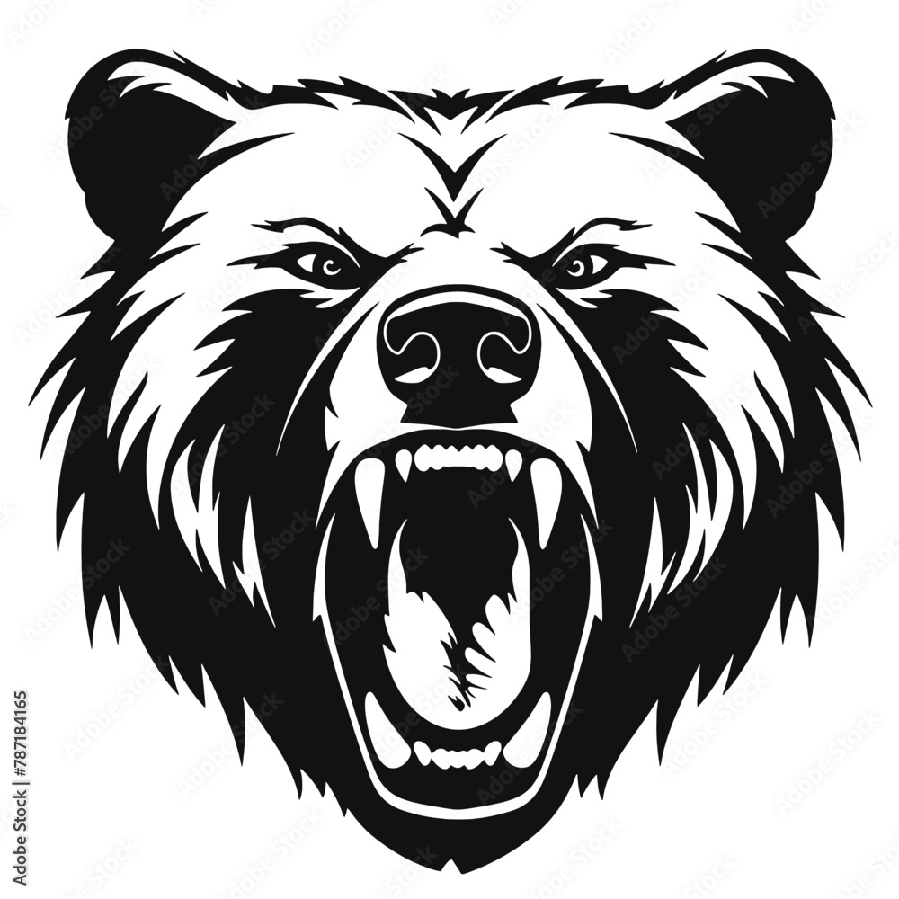 Growling bear head isolated on white background. Vector illustration Growling bear head isolated on white background. Vector illustration